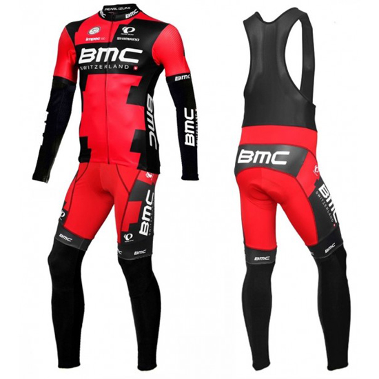 2016 Maillot BMC Tirantes Mangas Largas Negro Y Rojo